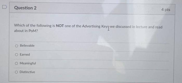 Solved D Question 2 4 pts Which of the following is NOT one | Chegg.com
