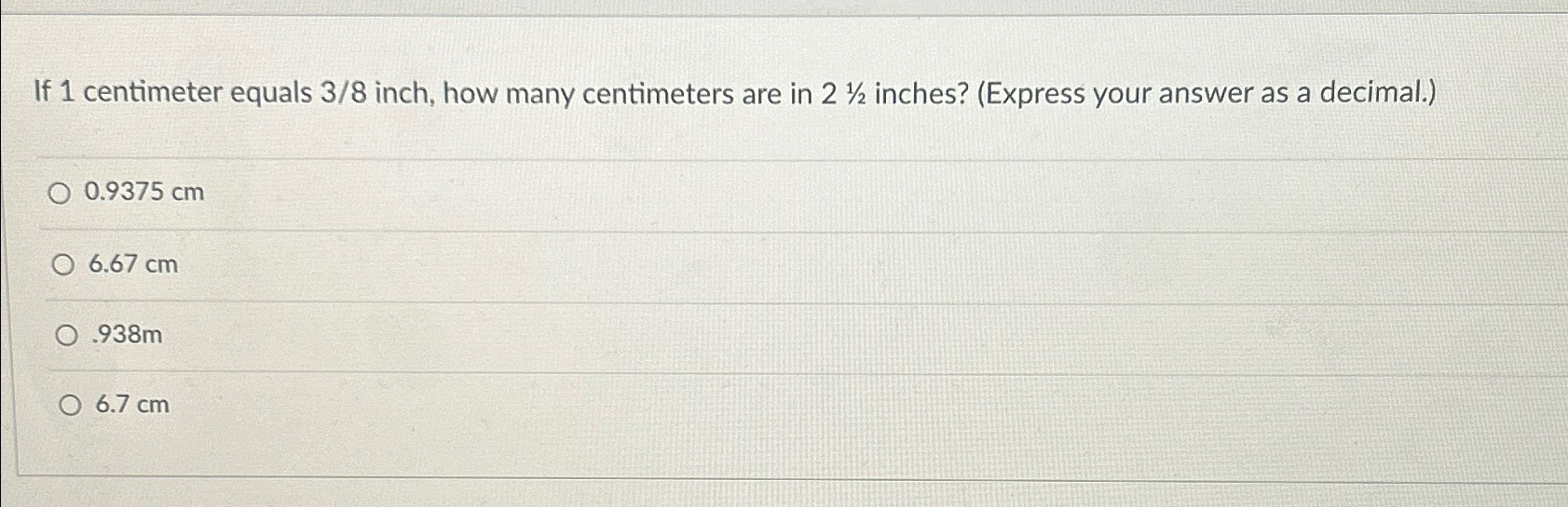 3 cm equals outlet inches