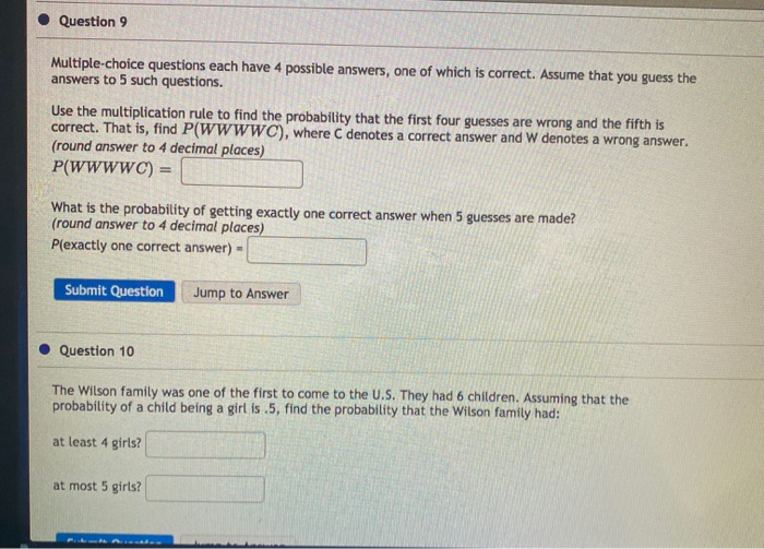 Solved Question 9 Multiple-choice Questions Each Have 4 | Chegg.com