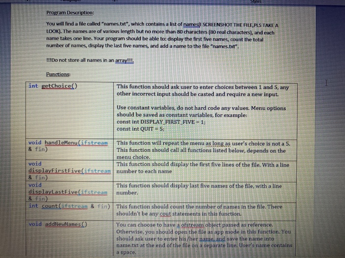 Solved Program Description: You will find a file called | Chegg.com