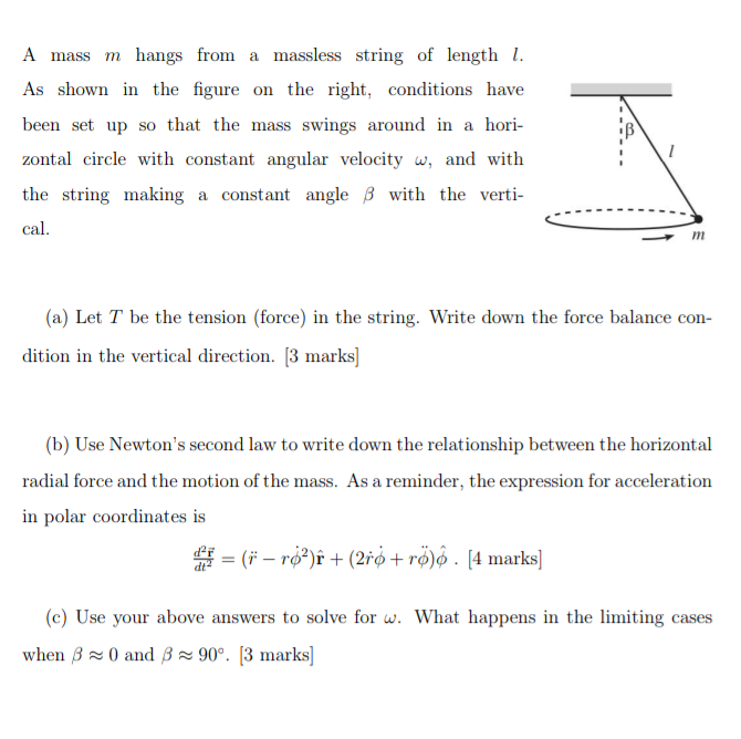 [solved] A Mass M Hangs From A Massless Str