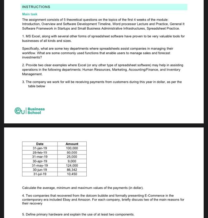 Solved INSTRUCTIONS Main task The assignment consists of 5 | Chegg.com