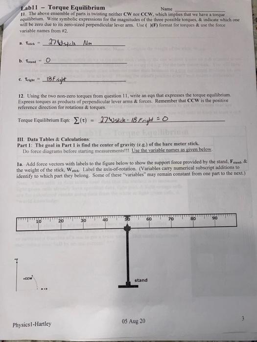 Solved need help with the post lab questions of a physics | Chegg.com