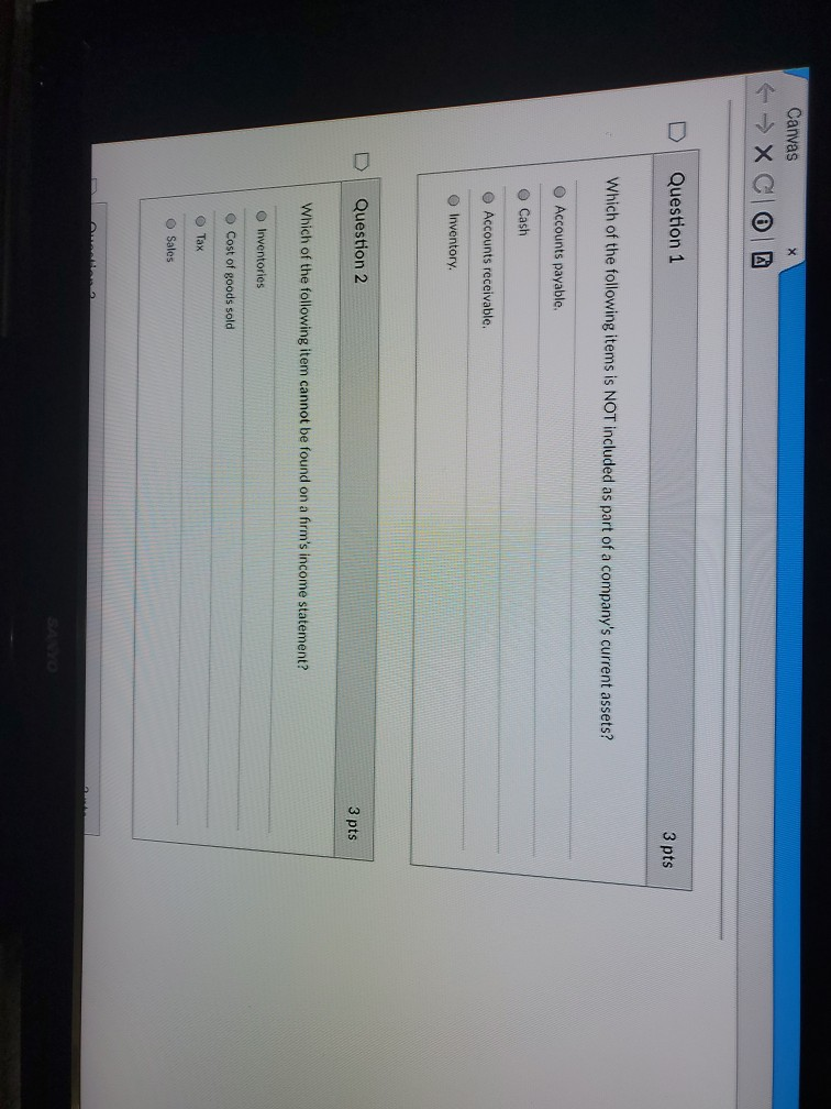 Solved Canvas X Question 1 3 pts Which of the following | Chegg.com