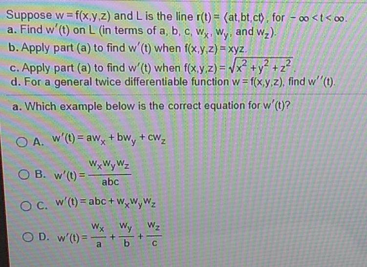 Solved Suppose W F X Y Z And L Is The Line R T At B Chegg Com