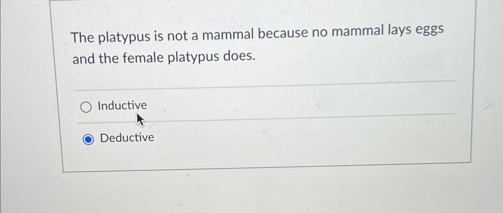 Solved The platypus is not a mammal because no mammal lays | Chegg.com