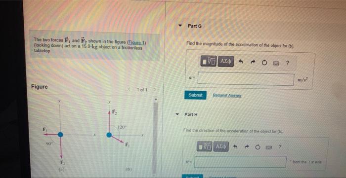Solved The two forces F1 and F2 shown in the figure (Figure | Chegg.com
