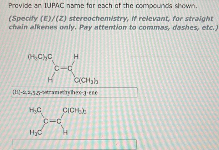 Solved Provide An Iupac Name For Each Of The Compounds 5606