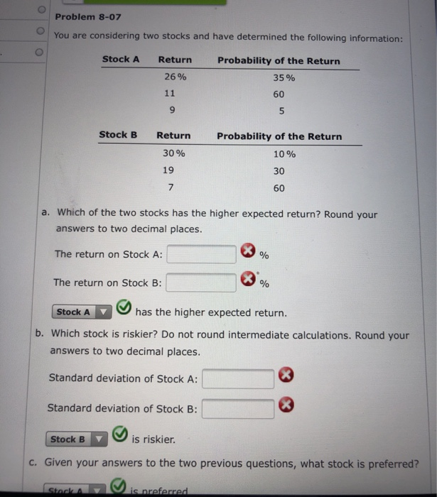 Solved Problem 8 07 You Are Considering Two Stocks And Have Chegg Solved Problem 8 07 You Are Considering Two Stocks And Have Chegg