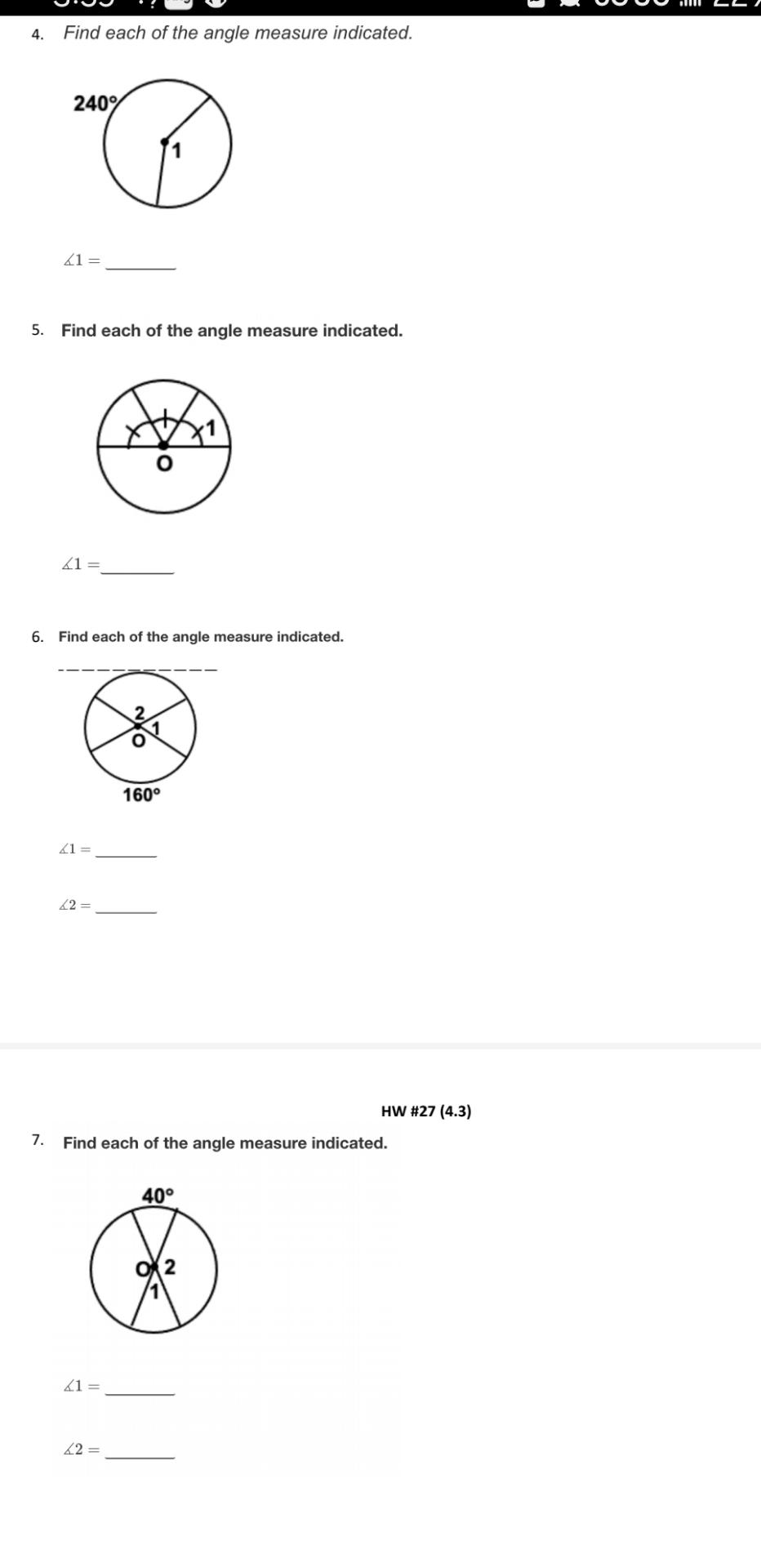 find the measure of each indicated angle