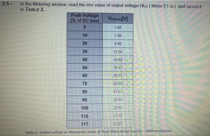Solved 2.5 - In the Metering window, read the ims value of | Chegg.com