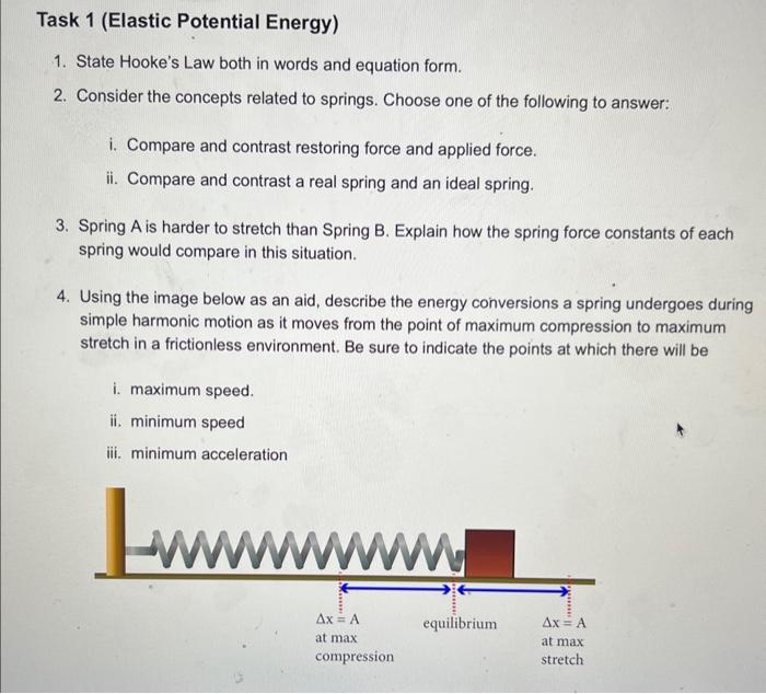 Solved 1. State Hooke's Law both in words and equation form. | Chegg.com