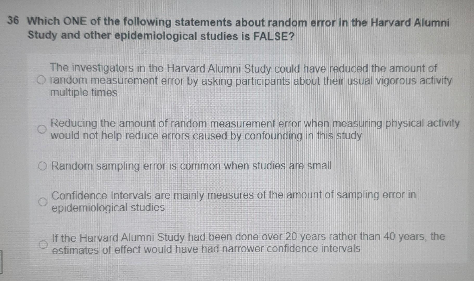 Solved Questions 31-37 relate to the Harvard Alumni Study | Chegg.com