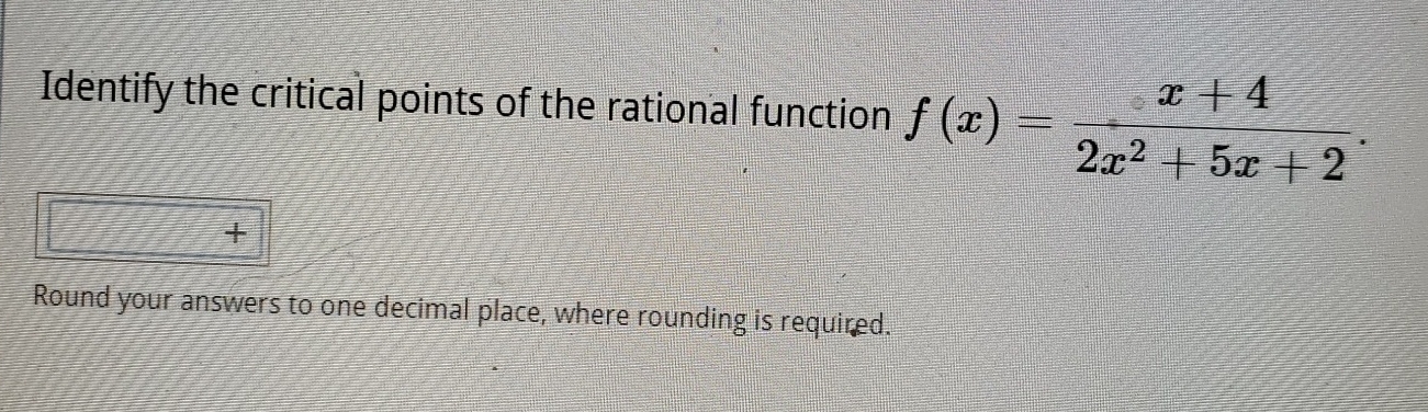 Solved Identify the critical points of the rational function | Chegg.com