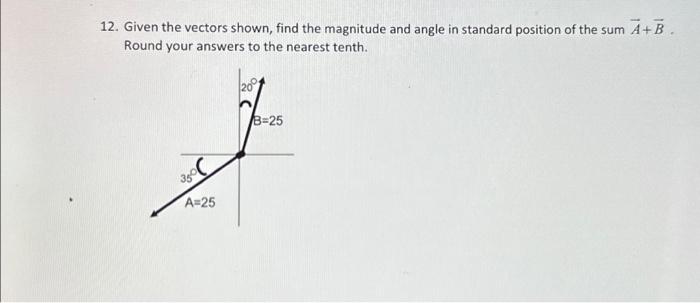 Solved 12. Given The Vectors Shown, Find The Magnitude And | Chegg.com