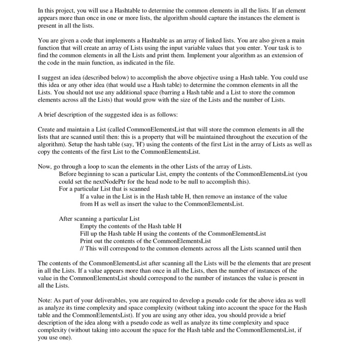 Solved In this project, you will use a Hashtable to