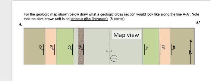 Solved For the geologic map shown below draw what a geologic | Chegg.com