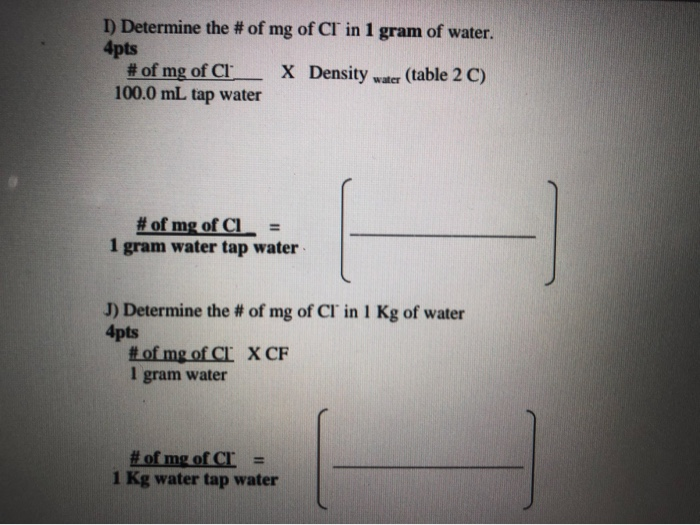 1 Determine The Of Mg Of Ct In 1 Gram Of Water Chegg Com