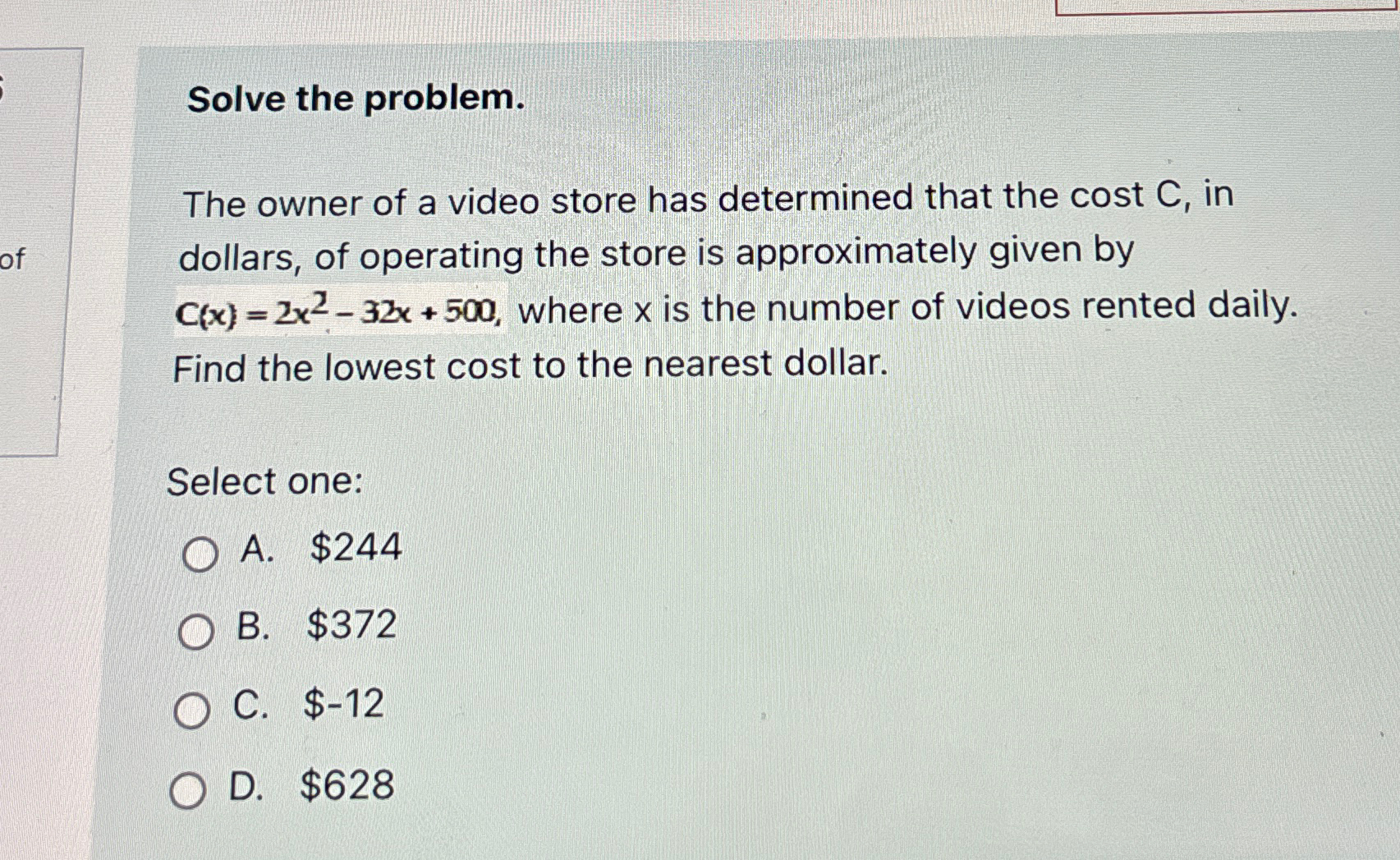 Solved Solve the problem.The owner of a video store has