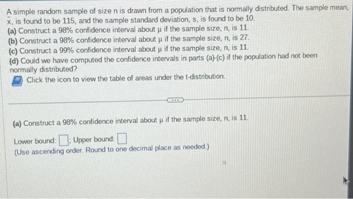 Solved A simple random sample of size n is drawn from a | Chegg.com