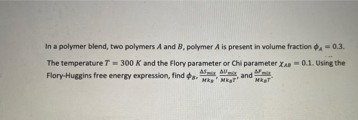 Solved In a polymer blend, two polymers A and B, polymer A | Chegg.com