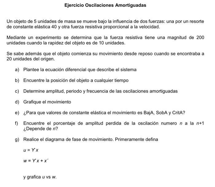 Solved Ejercicio Oscilaciones Amortiguadas Un Objeto De 5 | Chegg.com