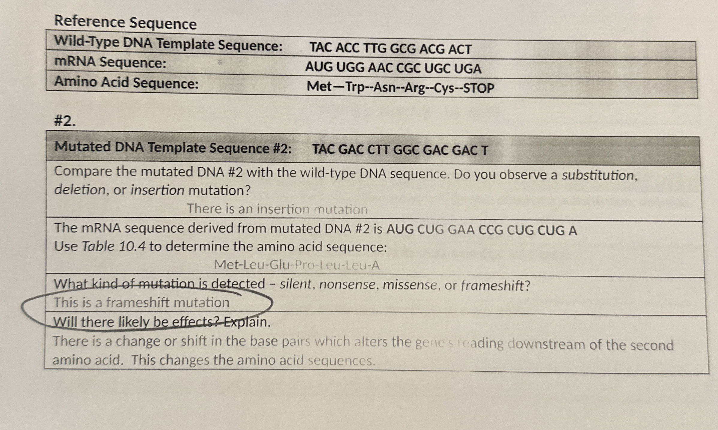 Solved 5.Mutated DNA Template Sequence 5 TAC ACC TTG GGA