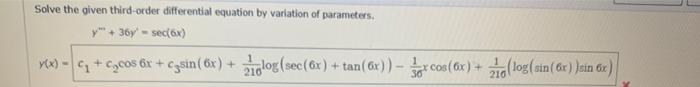 Solved Solve the given third-order differential equation by | Chegg.com