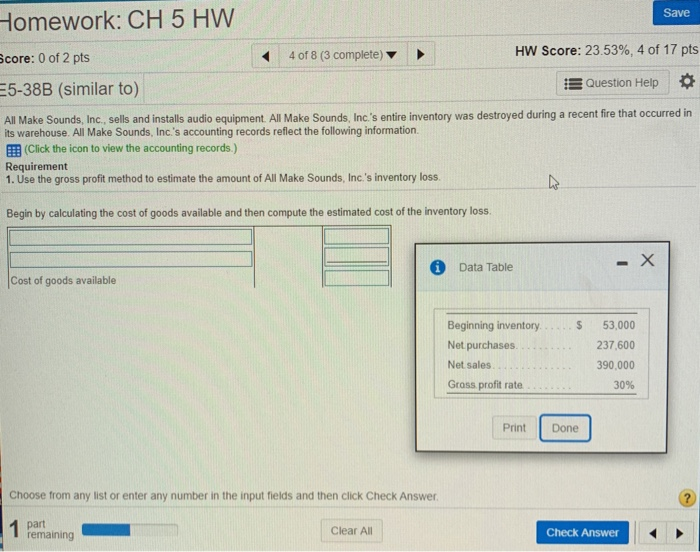 Solved Homework: CH 5 HW Save score: 0 of 2 pts 4 of 8 (3 | Chegg.com