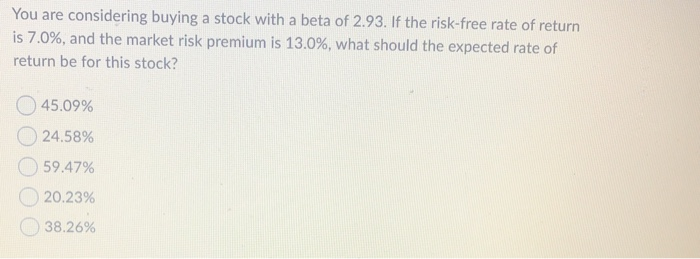 Solved You Are Considering Buying A Stock With A Beta Of | Chegg.com