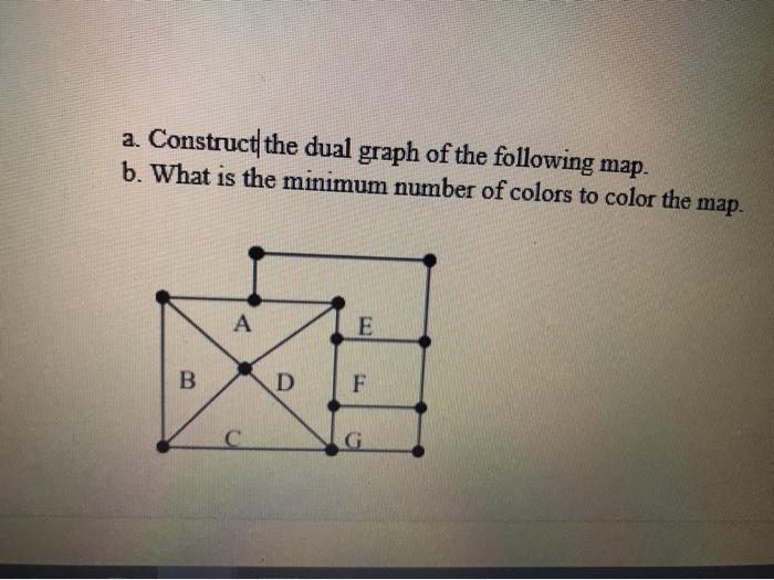 Solved a. Construct the dual graph of the following map. b. | Chegg.com