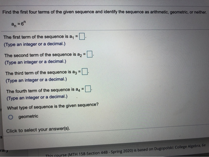 Solved Find the first four terms of the given sequence and | Chegg.com