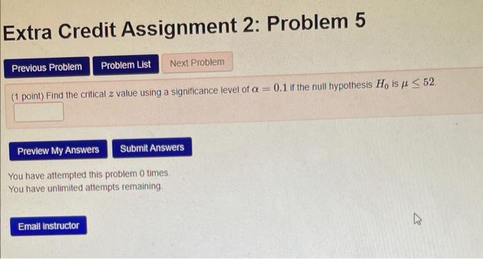 Solved Extra Credit Assignment 2: Problem 5 Previous Problem | Chegg.com