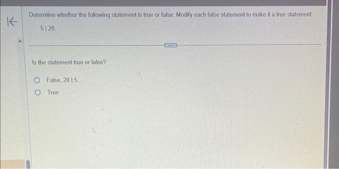 Solved Determine whether the following statement is true or | Chegg.com