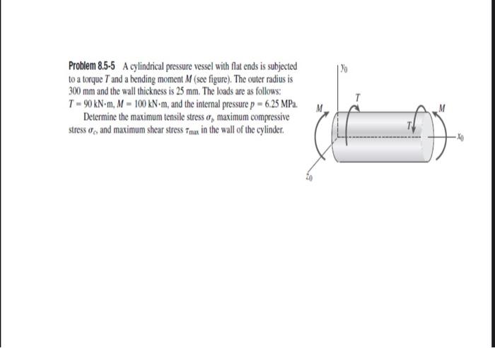 Solved Problem 8.5-5 A cylindrical pressure vessel with flat | Chegg.com