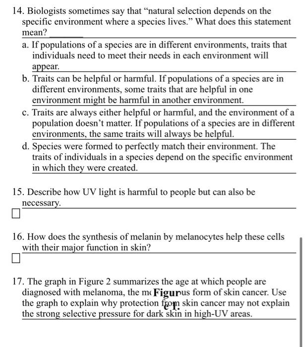 Solved Worksheet 19 The Biology of Skin Color This handout Chegg com