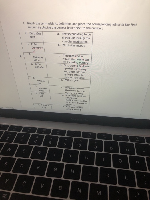 Solved 1. Match the term with its definition and place the | Chegg.com