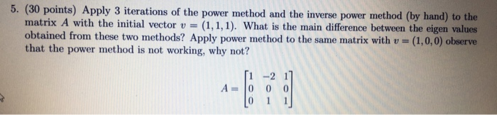 Solved 5. (30 points) Apply 3 iterations of the power method | Chegg.com