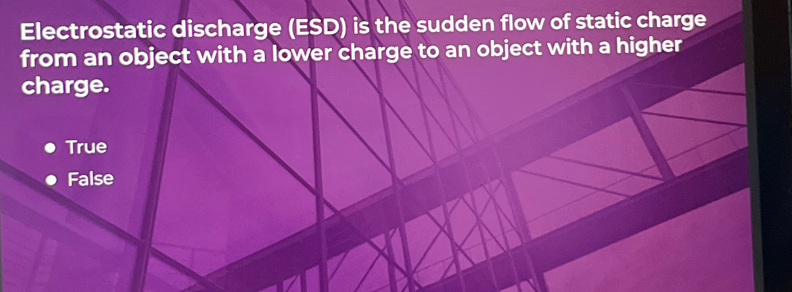 Solved Electrostatic discharge (ESD) ﻿is the sudden flow of | Chegg.com