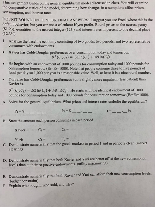 equilibrium assignment answers