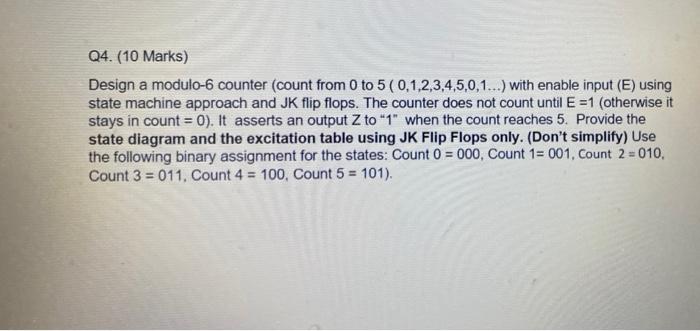 Q4. (10 Marks) Design a modulo-6 counter (count from | Chegg.com