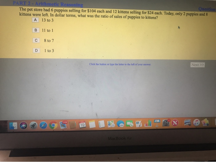 Solved PART 2 - Arithmetie Reasoning Onestion The pet store | Chegg.com