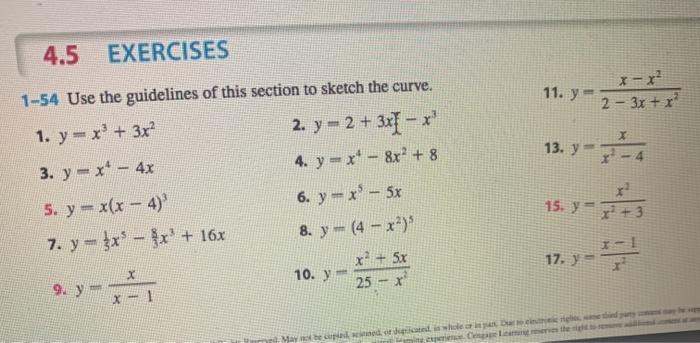 Solved 4 5 Exercises 11 Y 2 3x X 12 9 1 Y X 13 Y Chegg Com