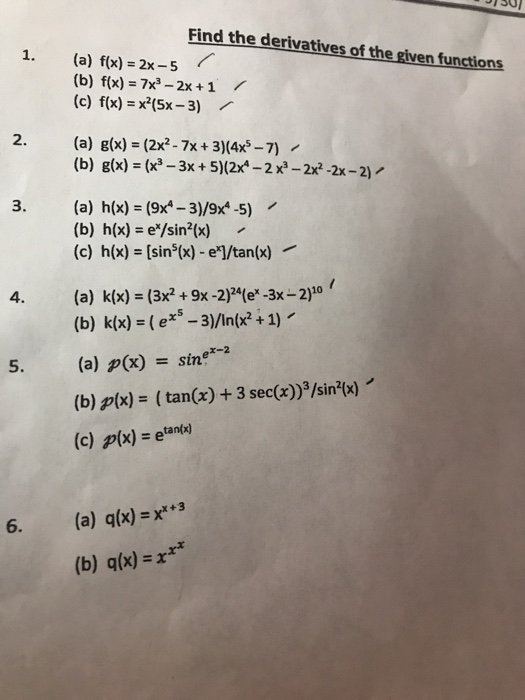 Solved 50 Find The Derivatives Of The Given Functions 1 Chegg Com