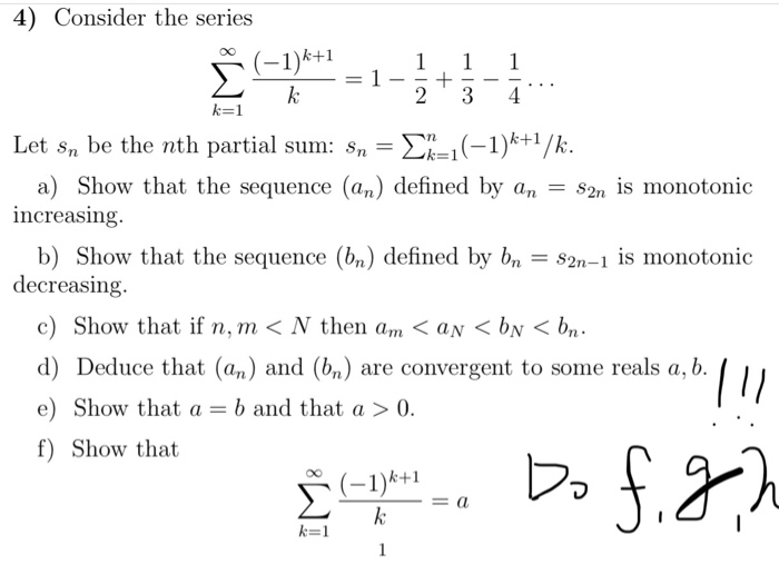 Solved 4 Consider The Series 1 K 1 1 1 2 1 3 Chegg Com