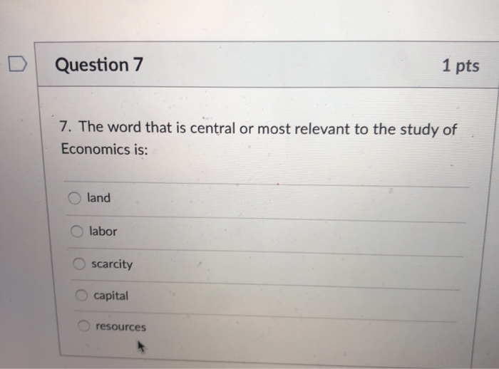 Solved Question 7 1 pts 7. The word that is central or most | Chegg.com