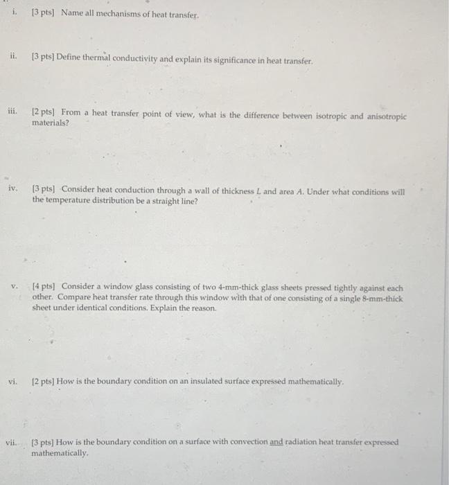 Solved ii 3 pts define thermal conductivity and explain chegg