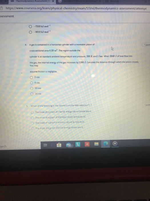 Thermodynamics assessed homework picture