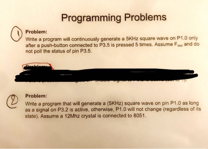 Programming Problems Problem: Write a program will | Chegg.com image.