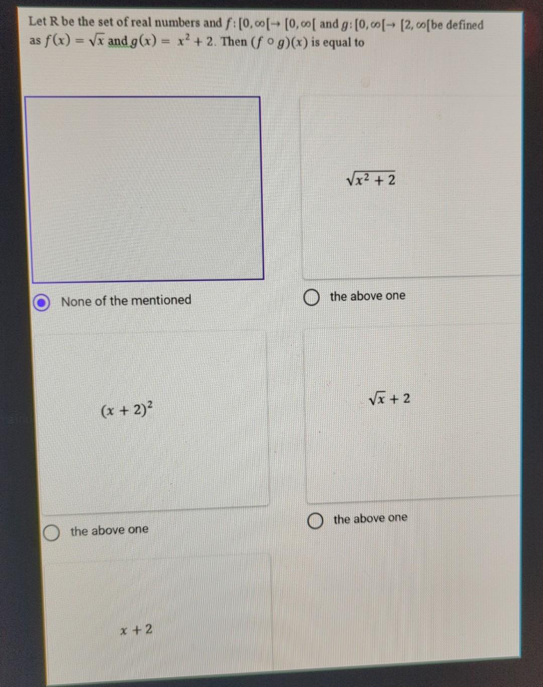 Solved Let R be the set of real numbers and f:[0,∞[→[0,∞[ | Chegg.com